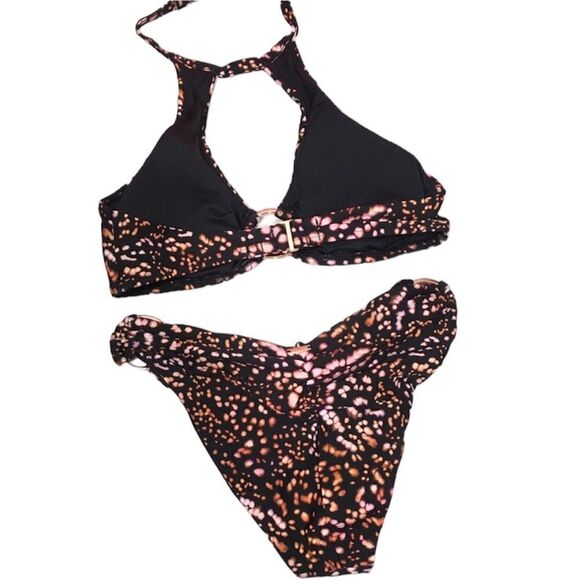NWT VS RING TIE DYE SPOT HALTER PADDED BIKINI TOP & BOTTOM SWIMSUIT SET SMALL - Picture 5 of 9